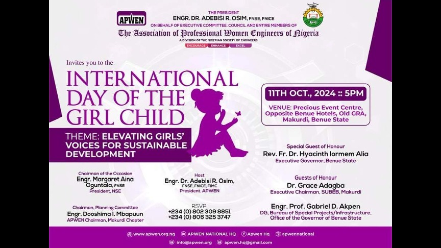  APWEN CELEBRATES INTERNATIONAL DAY OF THE GIRL CHILD IN BENUE STATE