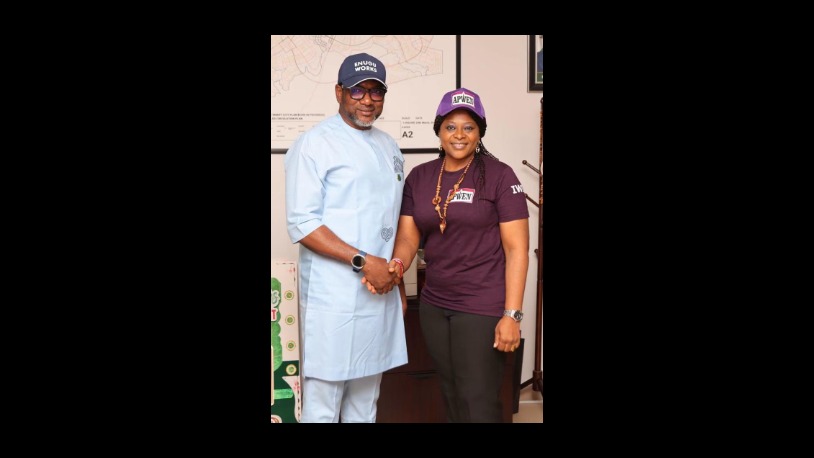  Engr. Chinyere Igwegbe, FNSE APWEN President  pays a courtesy visit to the Enugu State Commissioner of Works Engr. Ben Osi, FNSE