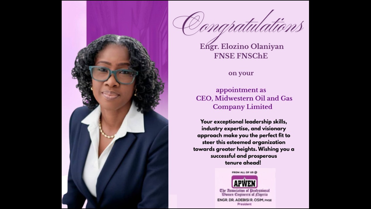  Engr. Elozino Olaniyan appointed CEO of Midwestern Oil & Gas Company Limited